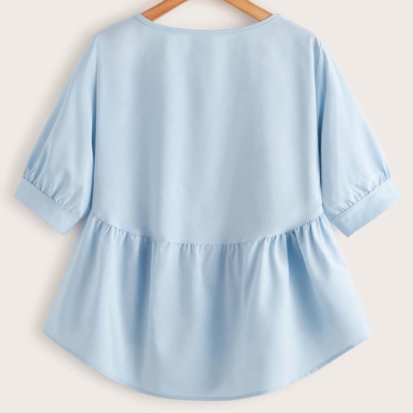 Baby blue high low babydoll blouse SHEIN - Picture 2 of 4